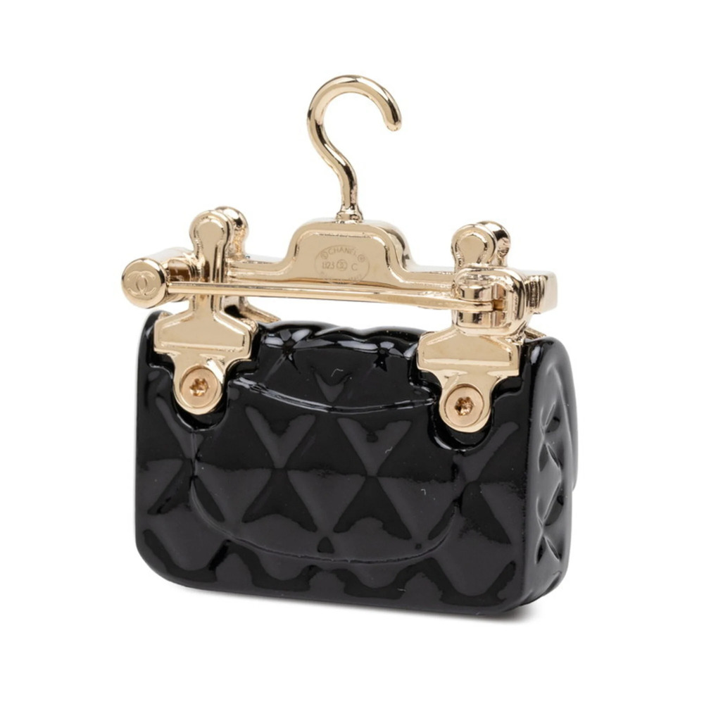 CHANEL Authentic Black Pearl Logo Brooch - Picture 2 of 3